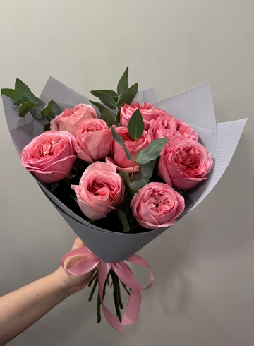 Букет 9 розовых роз  от интернет-магазина цветов в 